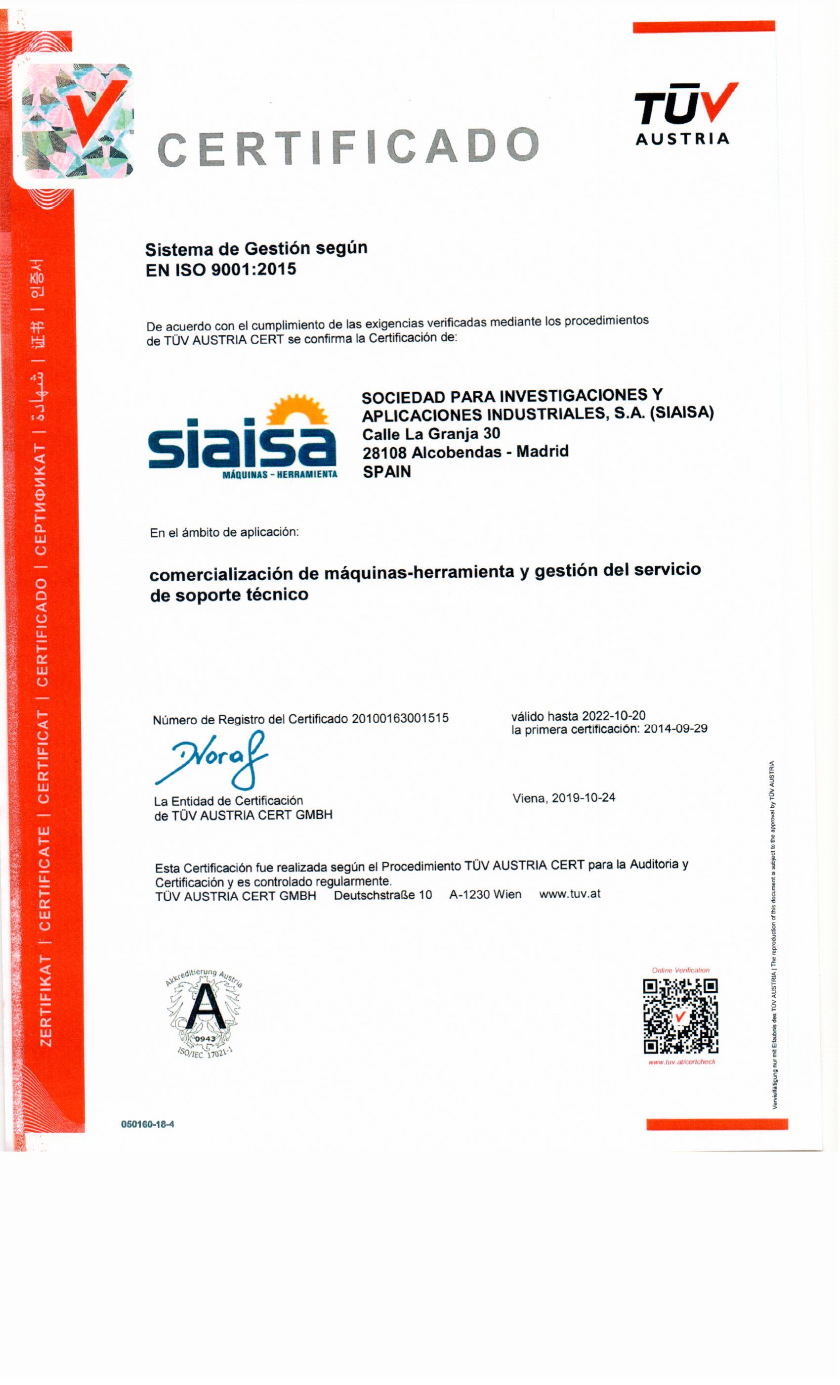 Certificaciones ISO 9001 y ISO 14001