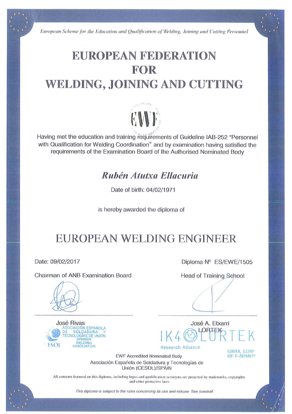 IWE (INTERNATIONAL WELDING ENGINEER)
