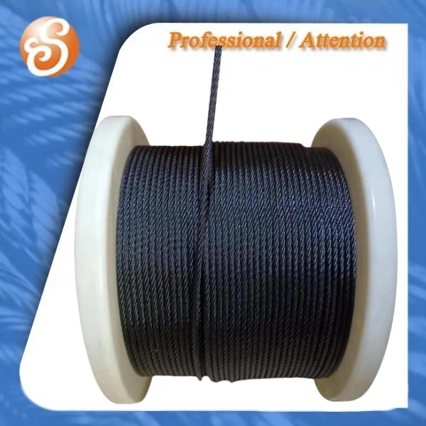 Black Anodized Galvanized Steel Wire Rope 6X19+IWRC