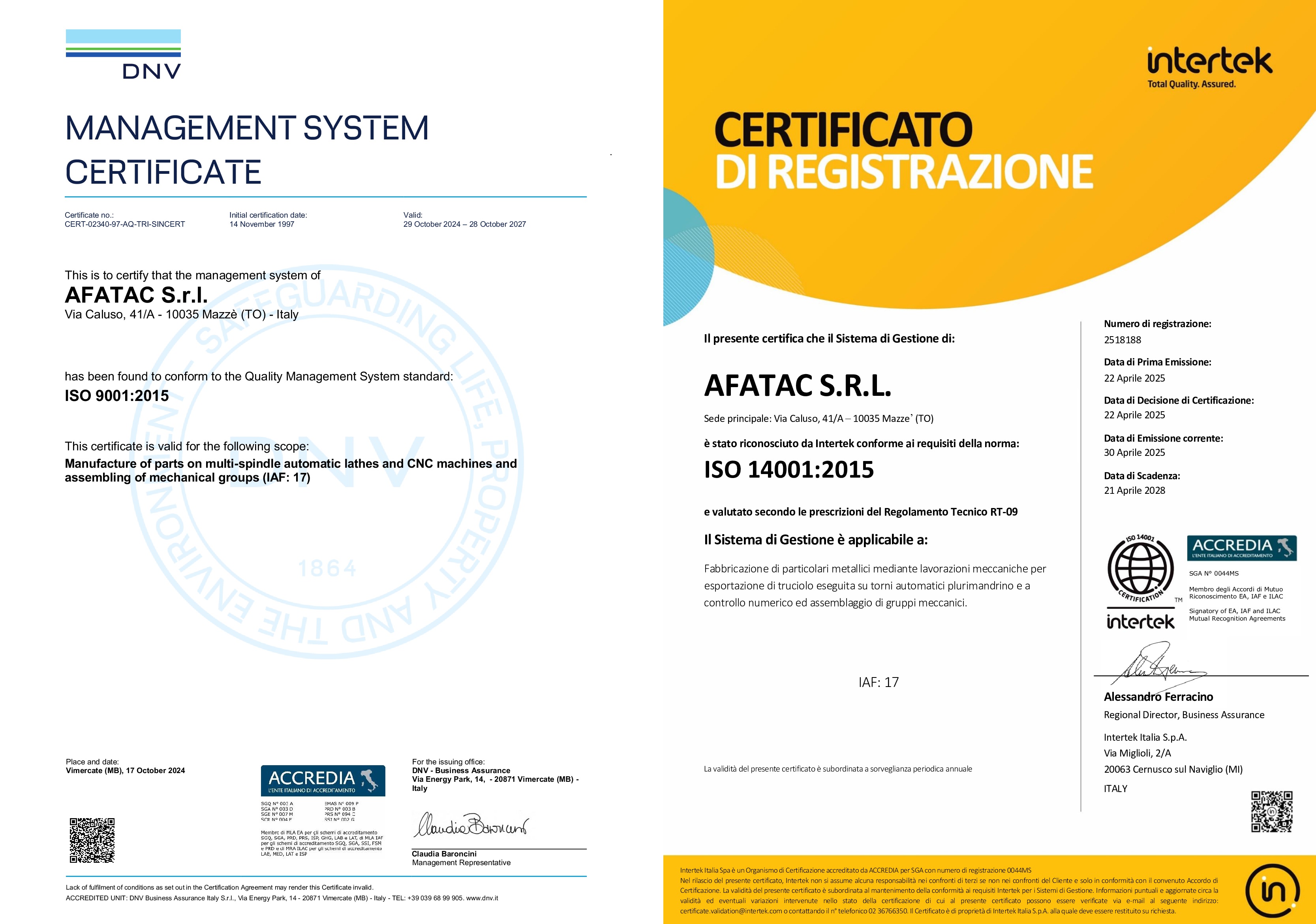 ISO 9001 - ISO 14001