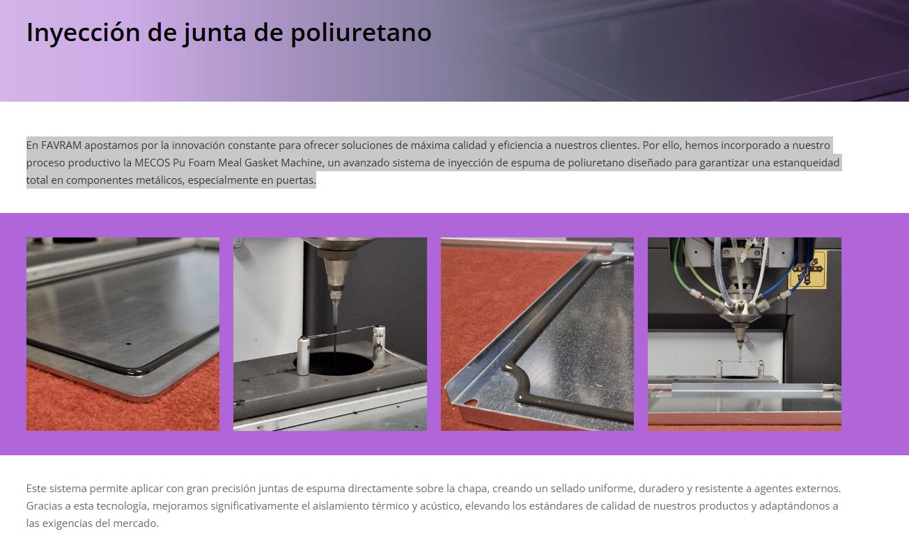 INYECCIÓN DE JUNTA DE POLIURETANO
