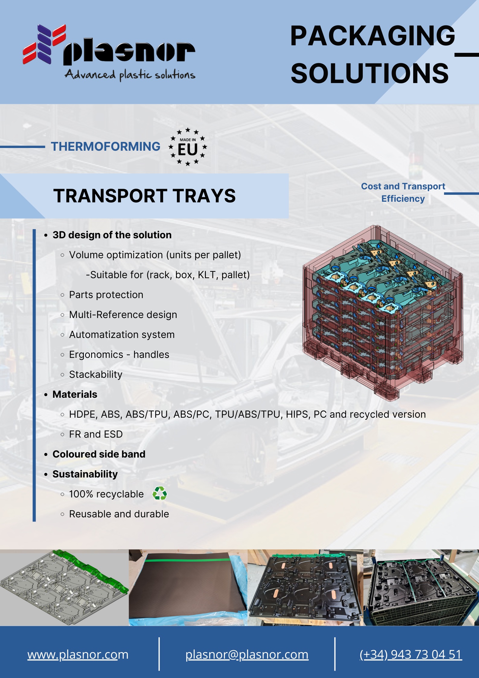 Bandejas de transporte para componentes de automoción