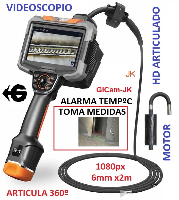 Videoscopio articulado GiCam-JK 6mm resolucion 1080p x2metros toma medidas 2D o 3D gimatec