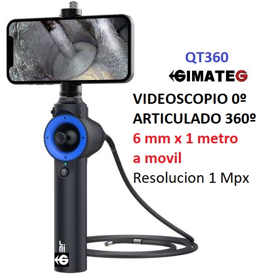 Videoscopio Articulado GiCam-QT diam 6mm x1metros Alarma ºC USB a SmartPhone economico gimatec