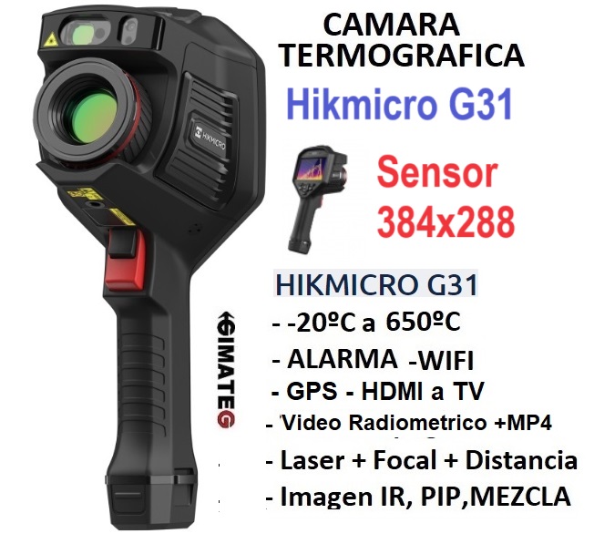Hikmicro G31 termografica PRO Video radiometrico, GPS, distancia Laser, Lector QR, consule gimatec