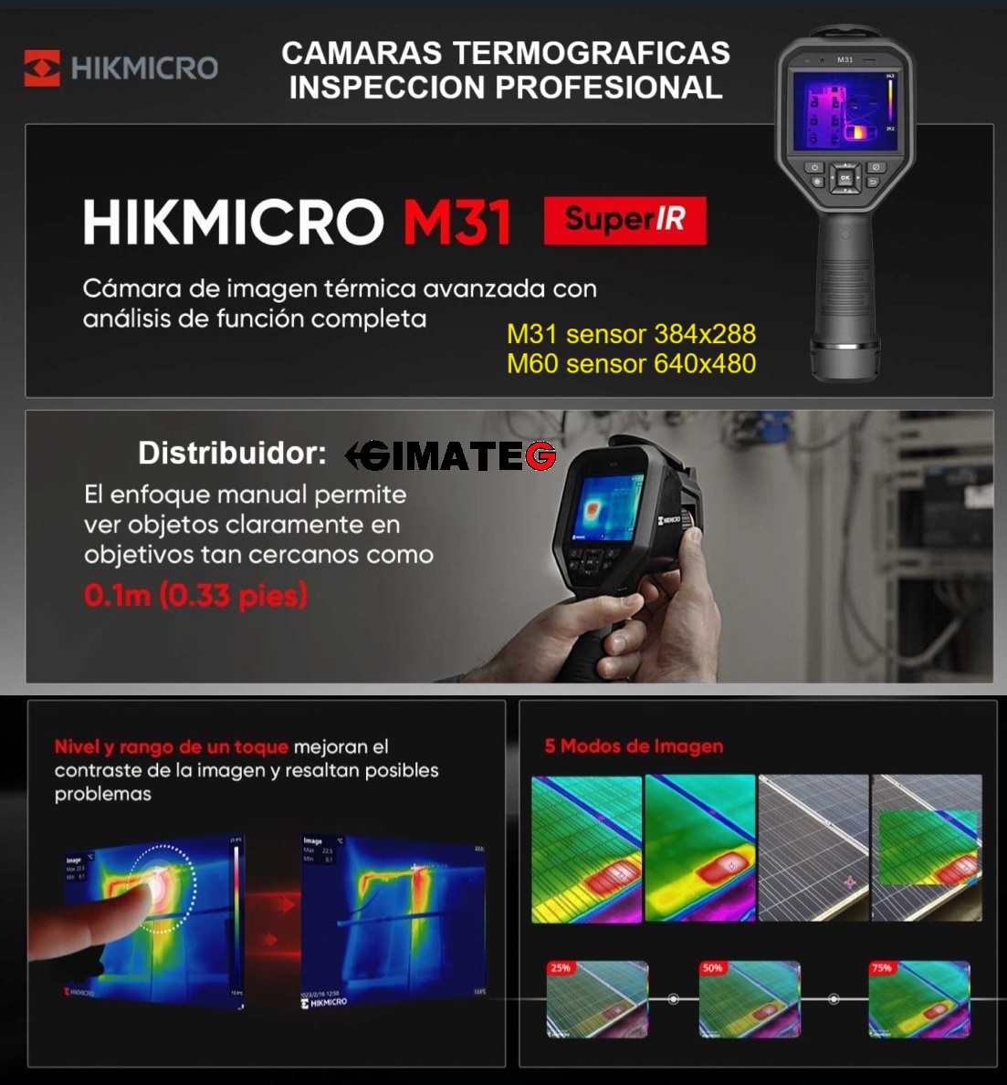 Termograficas M31 y M60 gimatec distribuidor Hikmicro