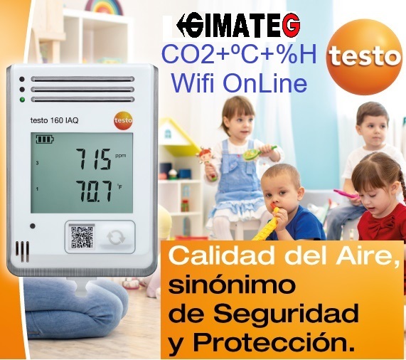Calidad del aire ambiente Testo 160 IAQ con Wifi OnLine CO2 ºC %H venta gimatec Distribuidor Testo