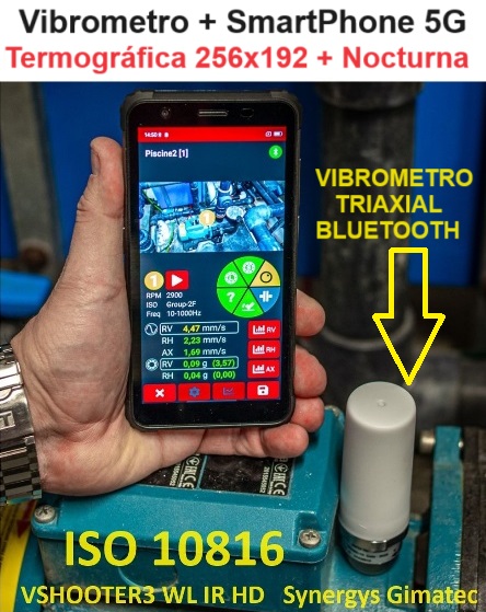Vshooter3 analizador vibraciones triaxial con SmartPhone de facil diagnostico segun ISO 10816