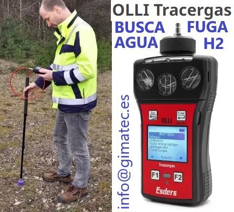 Olli busca fugas agua con gas traza 5% H2 gimateg Distribuidor Esders