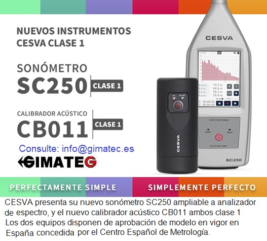 Sonometro SC250 Clase-1 con tercios octava venta alquiler Gimateg Distribuidor Cesva