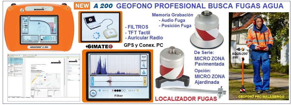 Geogono A200 sistema profesional busca fugas agua en venta alquiler Gimateg Distrubuidor sewerin
