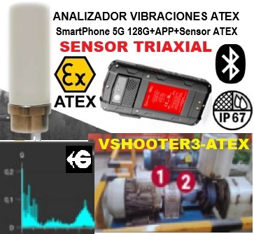 Analizador vibraciones triaxial con puntos color sobre FOTO maquina VShooter3 venta alquiler gimatec