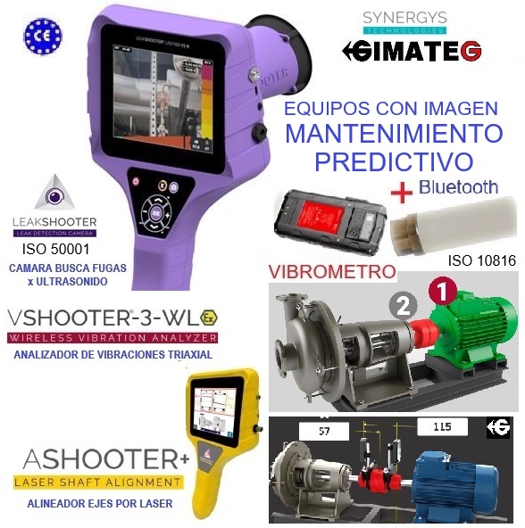 Equipos Mantenimiento Predictivo como termografia, vibracion, fugas, alineador ejes, venta alquiler gimatec
