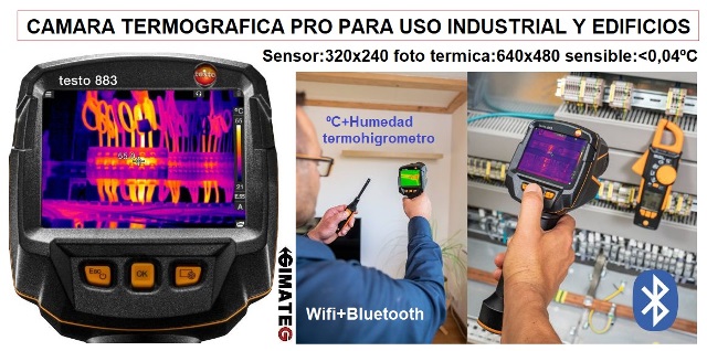 Termografica testo 883 Bluetooth a pinza amperimetrica y lector codigos QR cuadros electricos gimatec