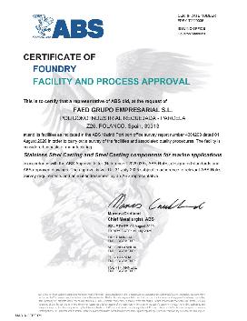 ABS FOUNDRY FACILITY AND PROCESS APPROVAL